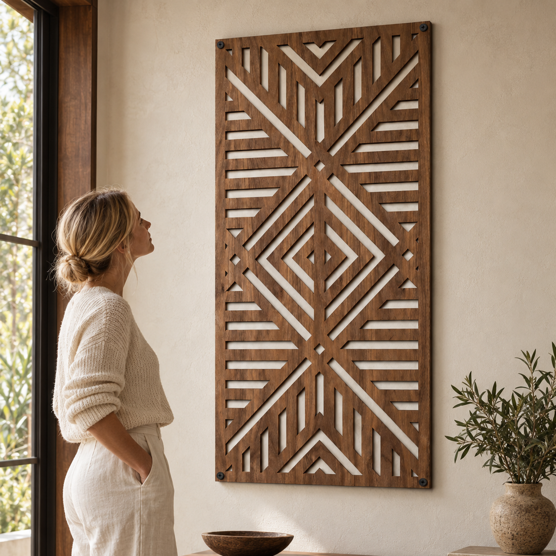 Rhythm Geometric Wood Wall Panel