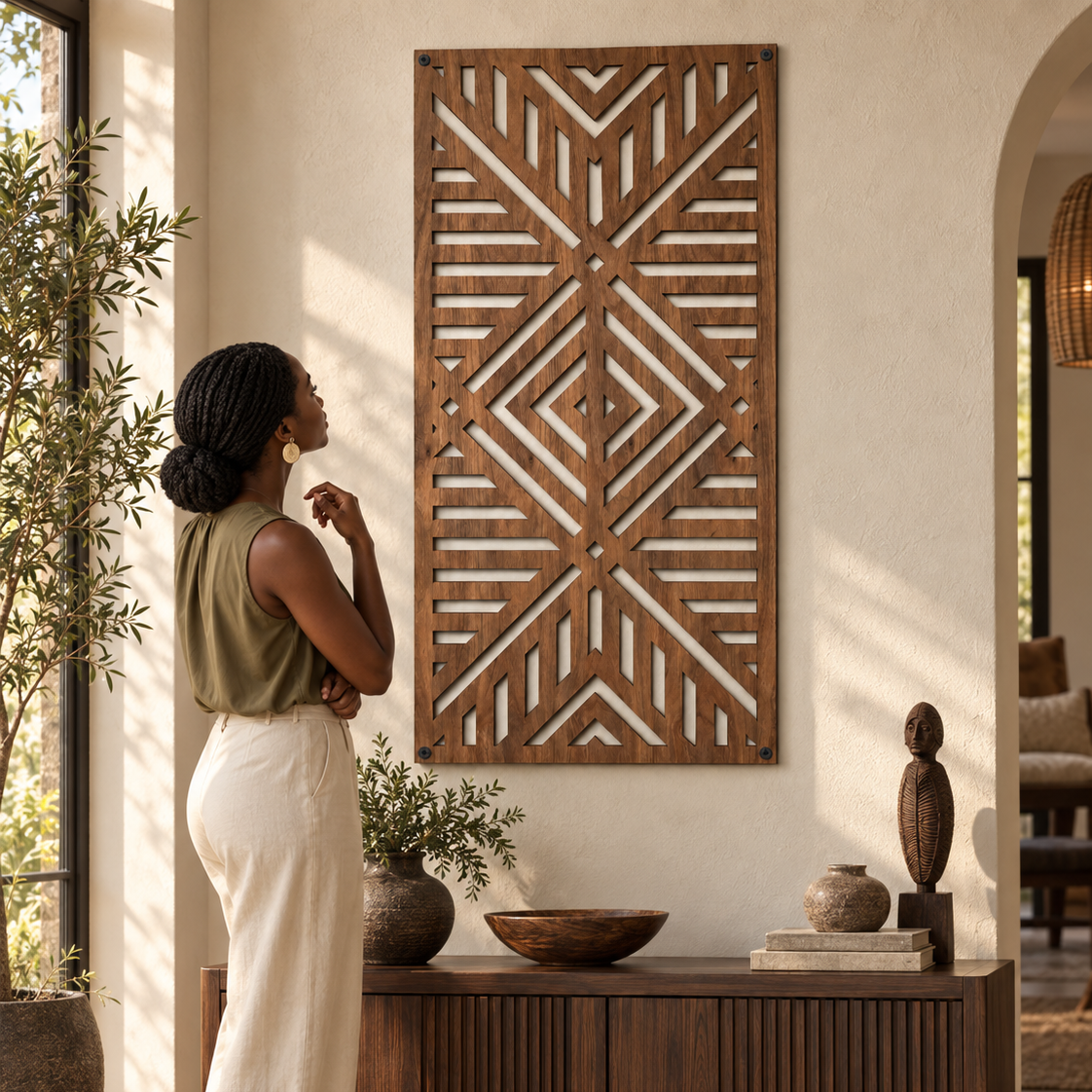 Rhythm Geometric Wood Wall Panel