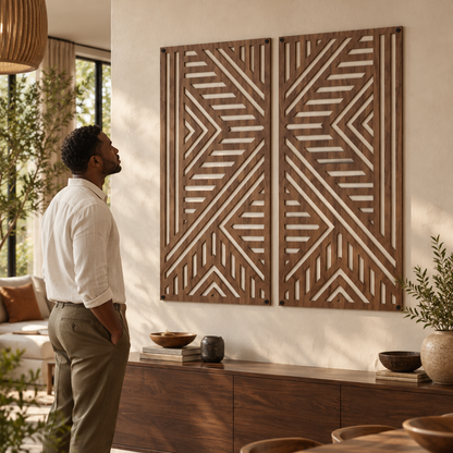 Echo Geometric Wood Wall Panel Set