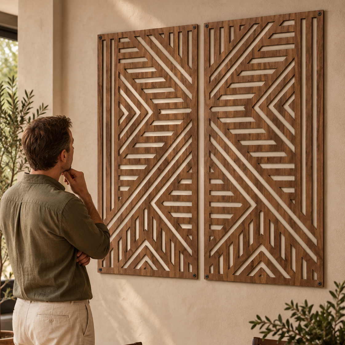 Echo Geometric Wood Wall Panel Set