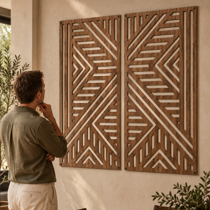Echo Geometric Wood Wall Panel Set