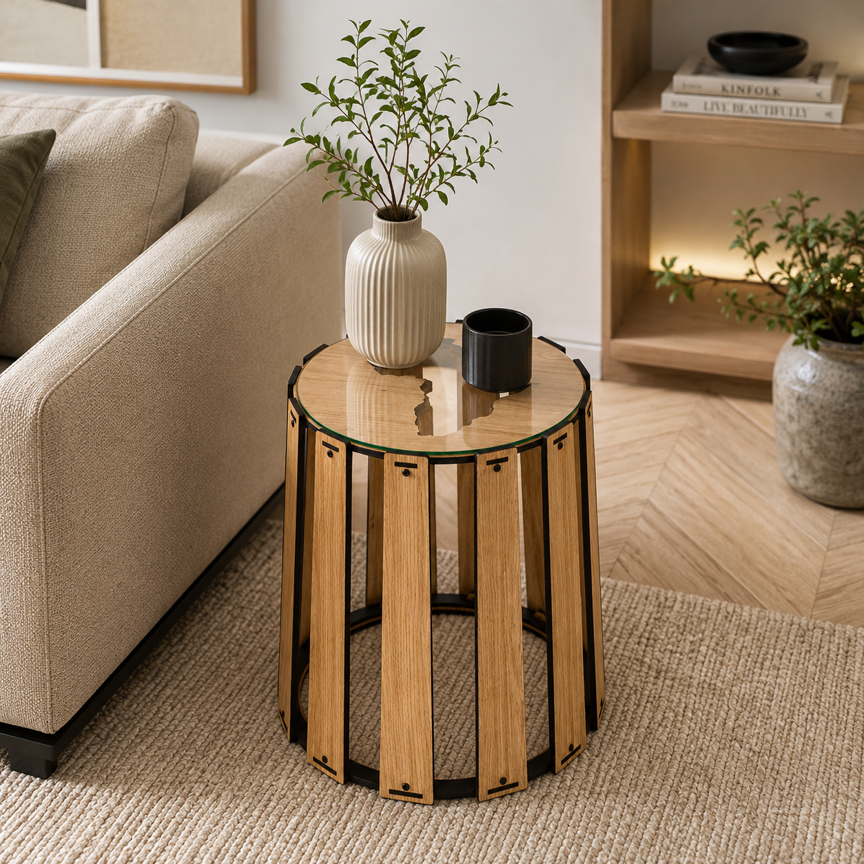 African shadow side table