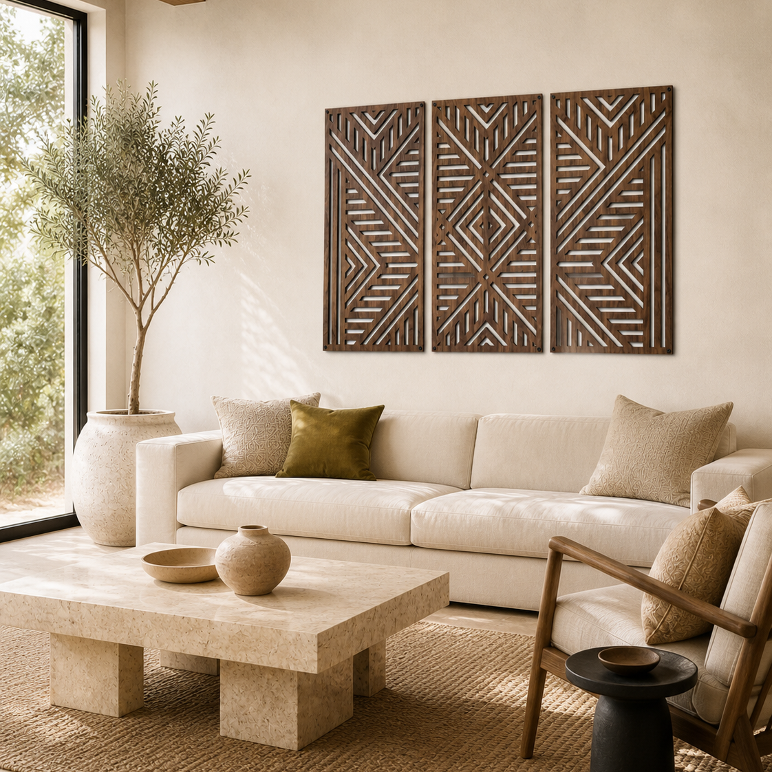 Unity Geometric Wood Wall Panel Set