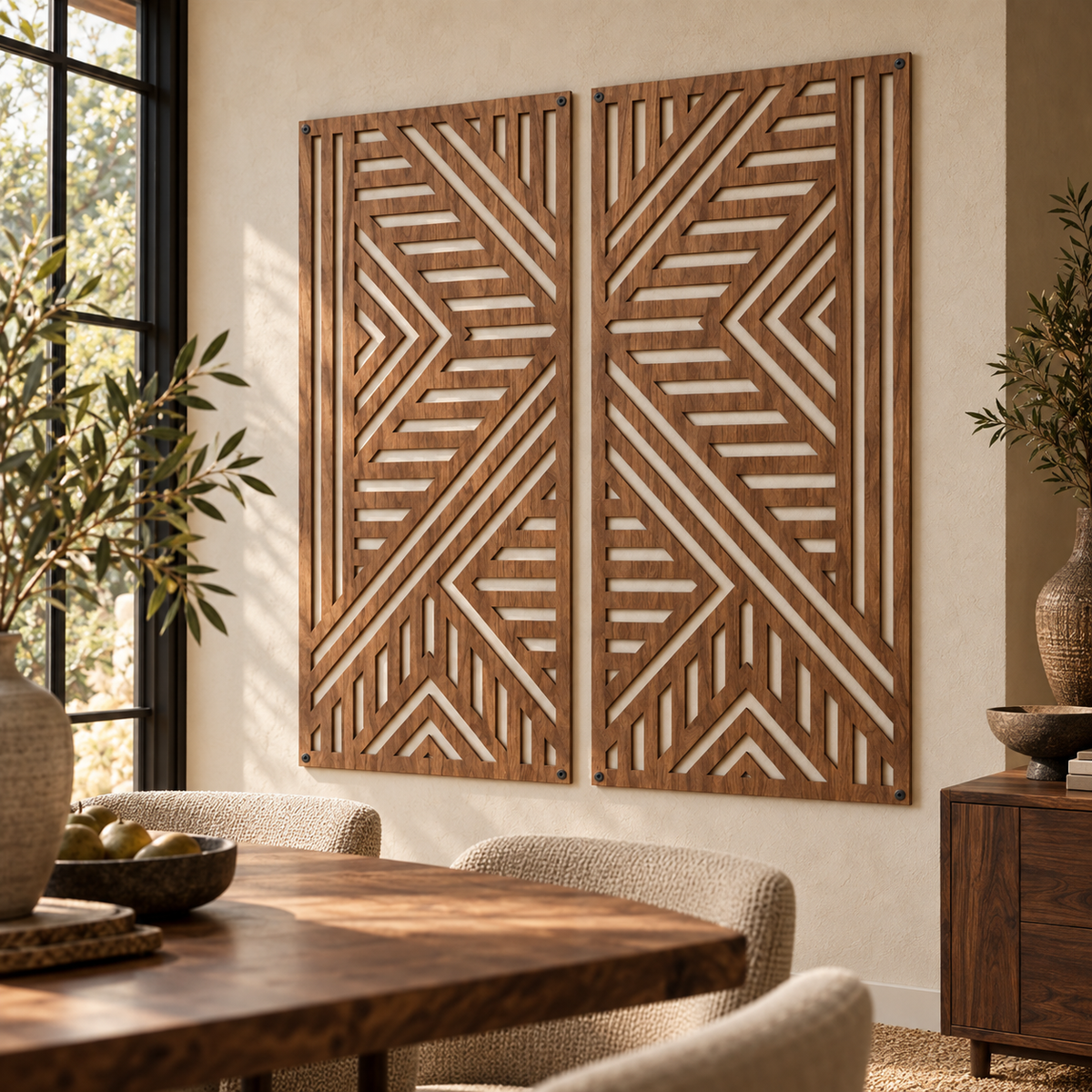 Echo Geometric Wood Wall Panel Set