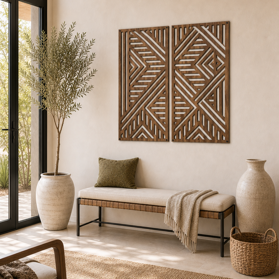 Echo Geometric Wood Wall Panel Set