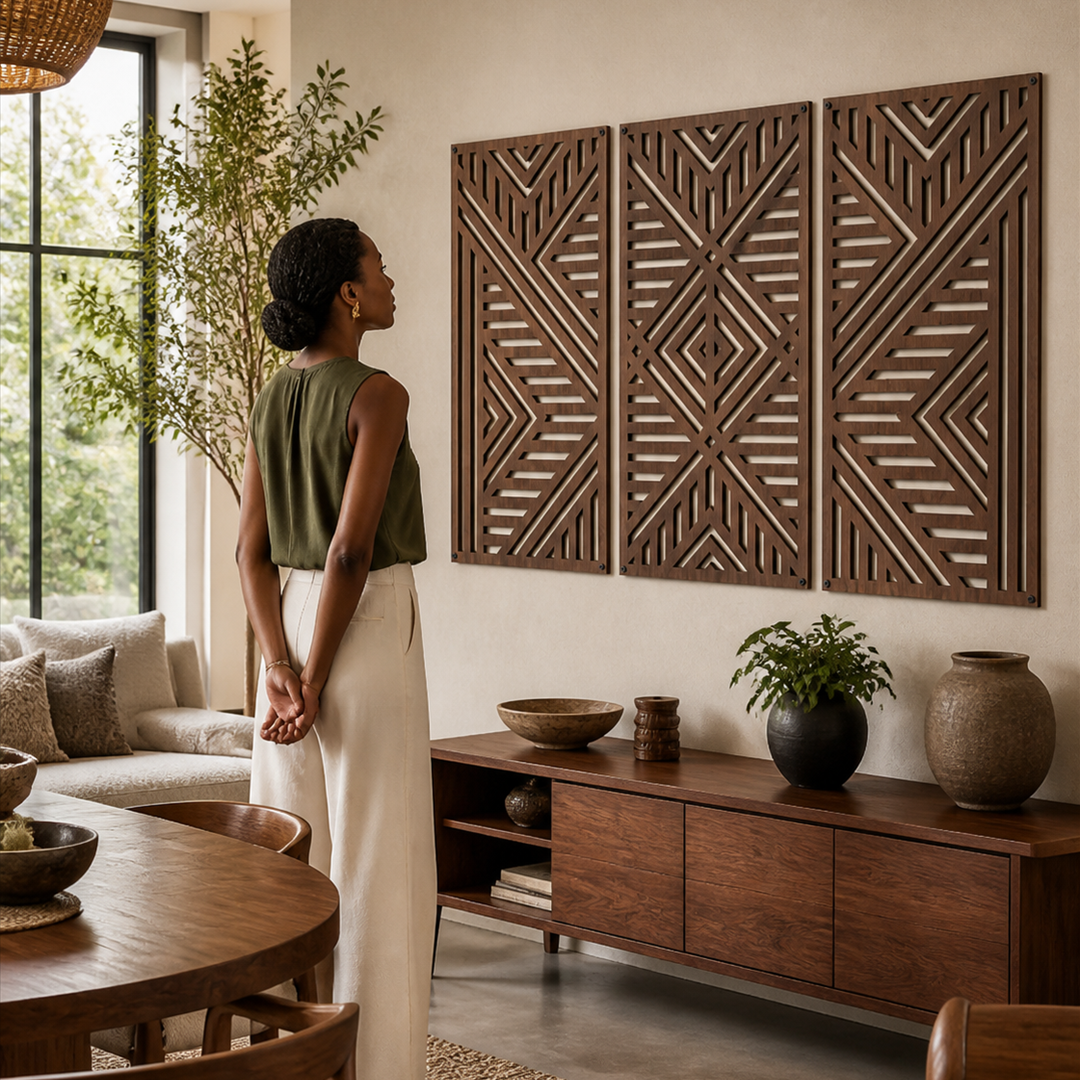 Unity Geometric Wood Wall Panel Set