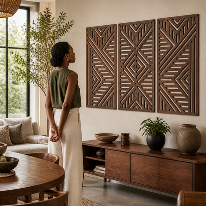 Unity Geometric Wood Wall Panel Set