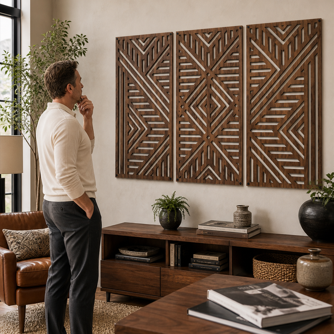 Unity Geometric Wood Wall Panel Set