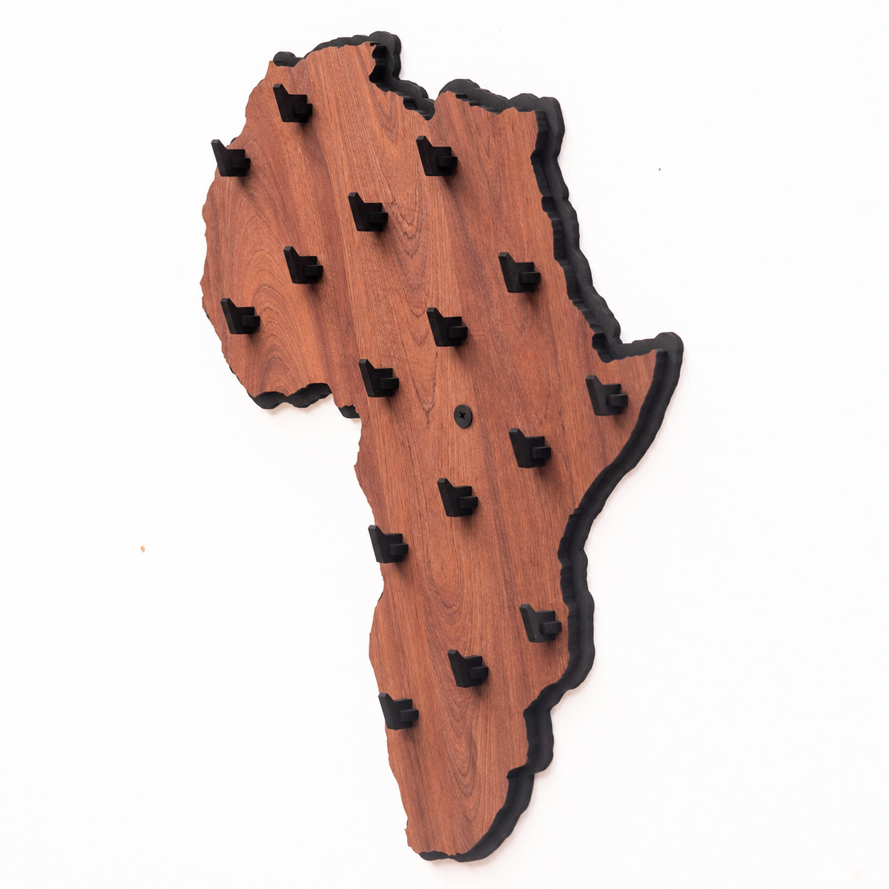 Africa Map Keyholder in Mahogany veneer