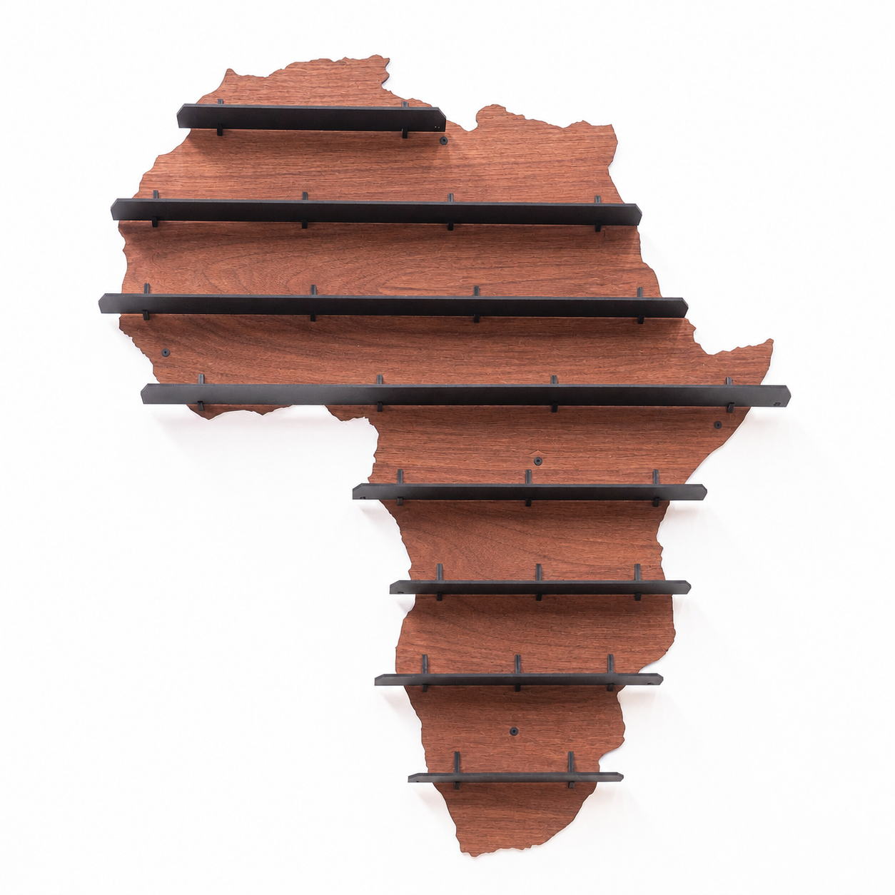 Africa Wall Wine Shelf in Mahogany veneer