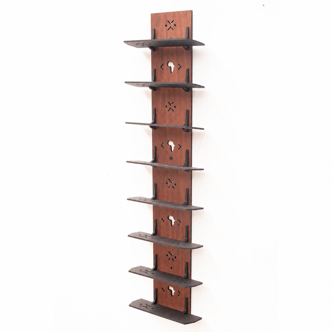 Tower Wall Wine Shelf in Mahogany veneer