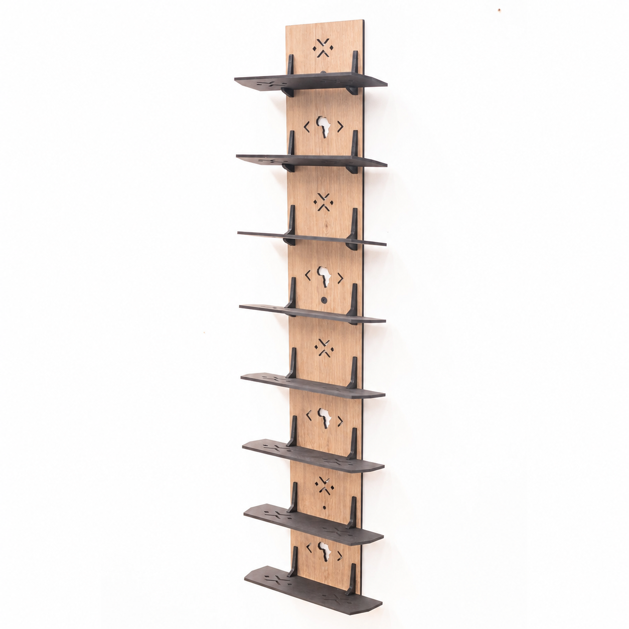 Tower Wall Wine Shelf in Okoume veneer